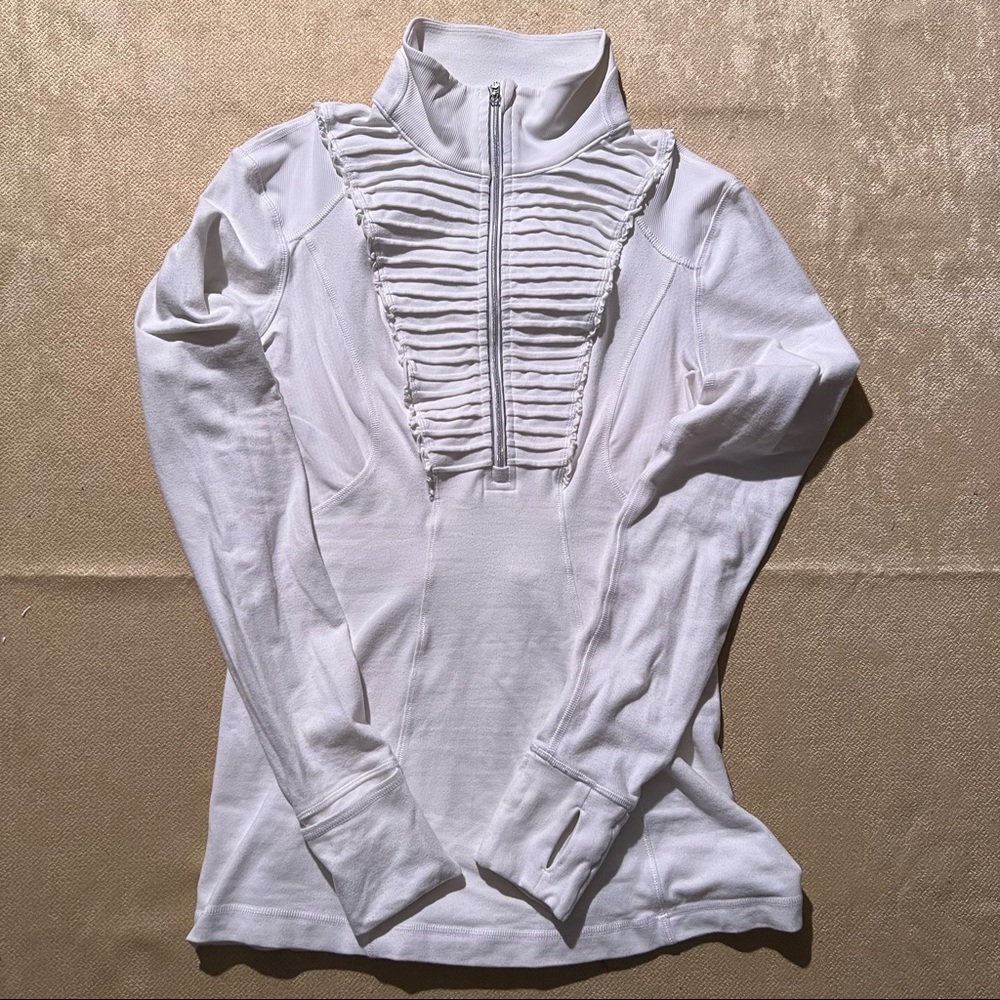 Lululemon Run Your Heart Out Ruffle Quarter Zip Pullover Sweater Activewear Top